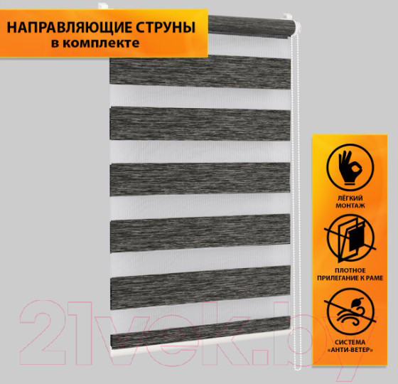 Изображение товара Рулонная штора Delfa Сантайм День-Ночь Натур МКД DN-4306 (48x160, графит)