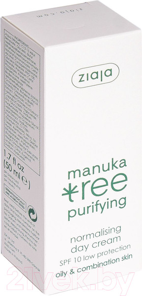 Изображение товара Крем для лица Ziaja Manuka Tree дневной нормал. для жирной и комбинир. кожи SPF10 (50мл)