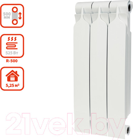 Изображение товара Радиатор биметаллический BiLux Plus R500 (3 cекции)
