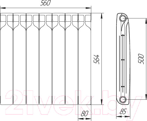Изображение товара Радиатор биметаллический BiLux Plus R500 (7 cекций)