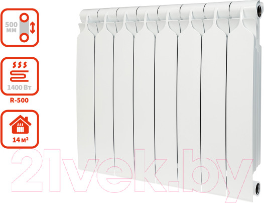 Изображение товара Радиатор биметаллический BiLux Plus R500 (8 cекций)