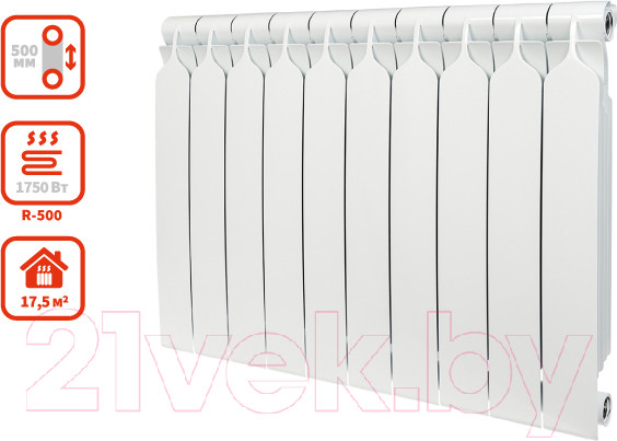 Изображение товара Радиатор биметаллический BiLux Plus R500 (10 cекций)