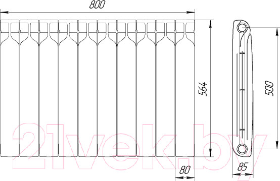 Изображение товара Радиатор биметаллический BiLux Plus R500 (10 cекций)