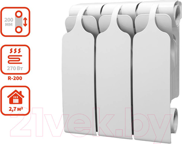 Изображение товара Радиатор биметаллический BiLux Plus R200 (3 cекции)
