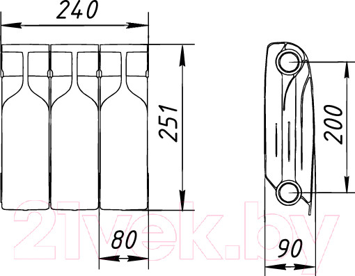 Изображение товара Радиатор биметаллический BiLux Plus R200 (3 cекции)