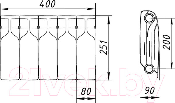 Изображение товара Радиатор биметаллический BiLux Plus R200 (5 cекций)