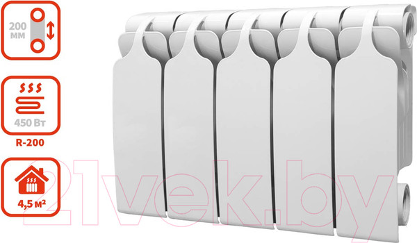 Изображение товара Радиатор биметаллический BiLux Plus R200 (5 cекций)