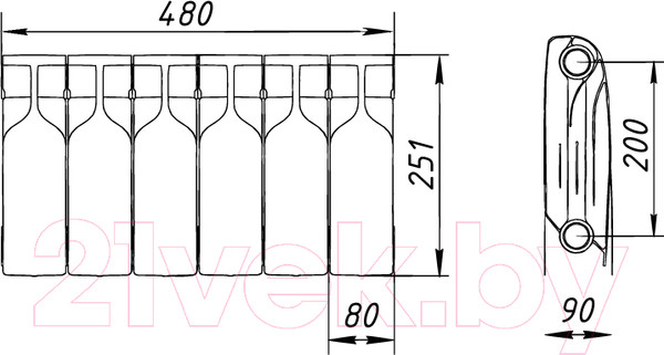 Изображение товара Радиатор биметаллический BiLux Plus R200 (6 cекций)