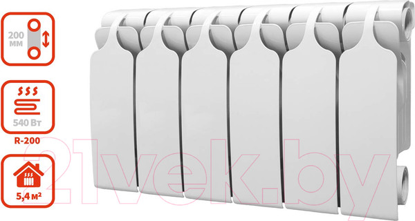 Изображение товара Радиатор биметаллический BiLux Plus R200 (6 cекций)