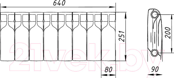 Изображение товара Радиатор биметаллический BiLux Plus R200 (8 cекций)