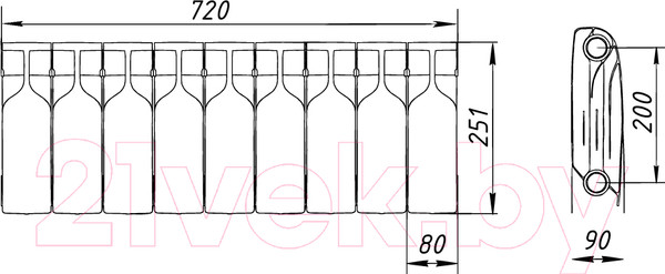 Изображение товара Радиатор биметаллический BiLux Plus R200 (9 cекций)