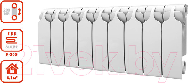 Изображение товара Радиатор биметаллический BiLux Plus R200 (9 cекций)