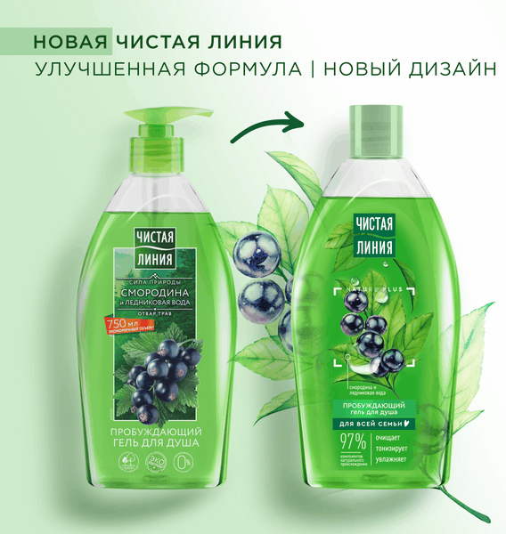 Изображение товара Гель для душа Чистая Линия Пробуждающий (750мл)