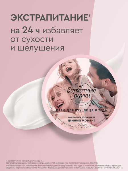 Изображение товара Крем для тела Бархатные ручки Универсальный для всей семьи (150мл)