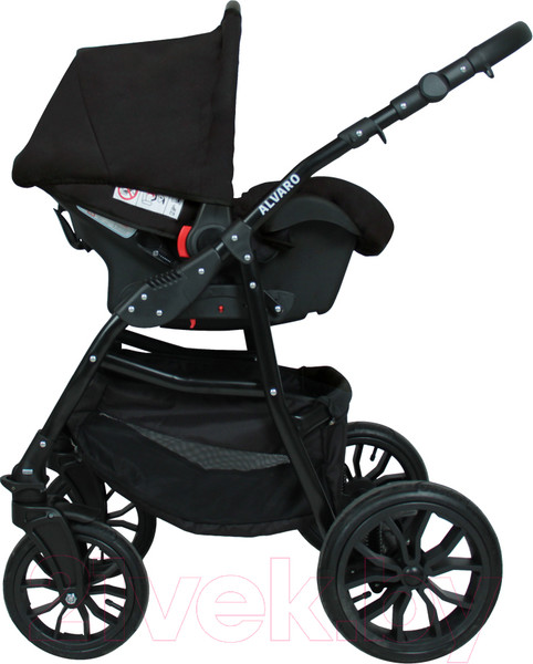 Изображение товара Детская универсальная коляска Alis Alvaro F 3 в 1 (Al 04, темно-серый/светло-серый/белая кожа)