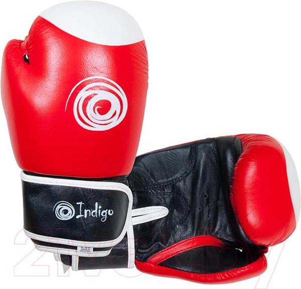 Изображение товара Боксерские перчатки Indigo Sport PS- 789 (10oz, красный/черный/белый)