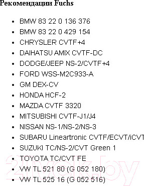 Изображение товара Трансмиссионное масло Fuchs Titan CVTF Flex / 601846434 (1л)