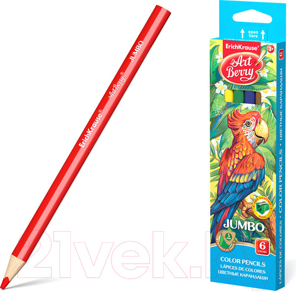 Изображение товара Набор цветных карандашей Erich Krause Jumbo / 32473 (6цв)