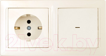 Изображение товара Блок выключатель+розетка Bylectrica Стиль В-РЦ-701 (бежевый)
