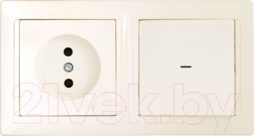 Изображение товара Блок выключатель+розетка Bylectrica Стиль В-РЦ-697 (бежевый)