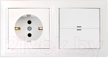 Изображение товара Блок выключатель+розетка Bylectrica Стиль 2В-РЦ-703 (белый)