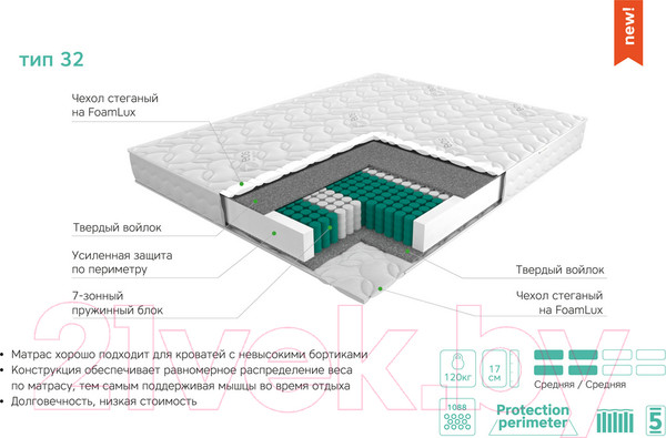 Изображение товара Матрас EOS Аспект 32 80x190 (жаккард)