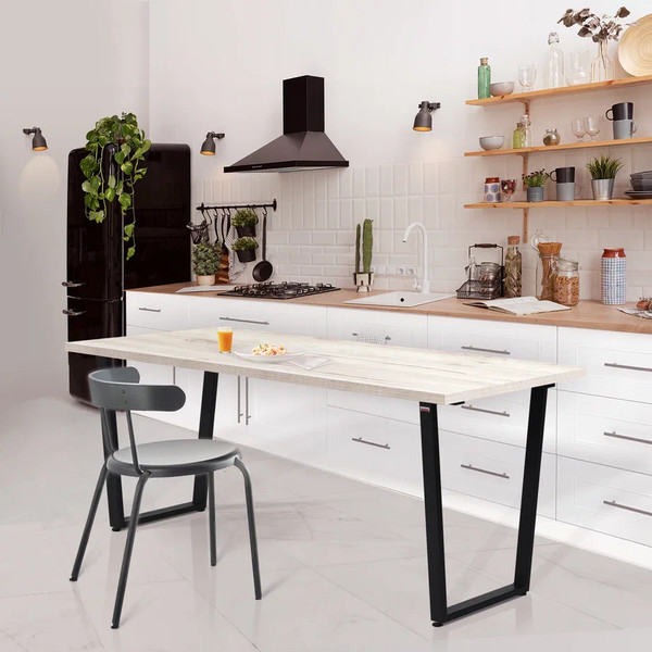 Изображение товара Обеденный стол Millwood Лофт Уэльс Л 160x80x75 (дуб белый Craft/металл черный)