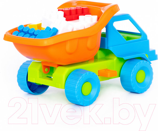 Изображение товара Самосвал игрушечный Полесье Кузя-2 с конструктором набор №44 / 2815