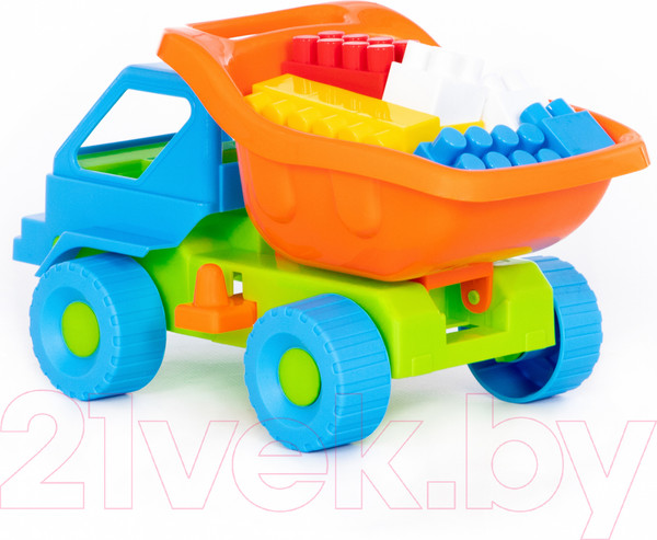 Изображение товара Самосвал игрушечный Полесье Кузя-2 с конструктором набор №44 / 2815