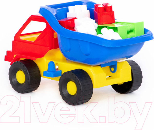 Изображение товара Самосвал игрушечный Полесье Кузя-2 с конструктором набор №44 / 2815