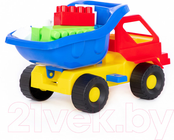 Изображение товара Самосвал игрушечный Полесье Кузя-2 с конструктором набор №44 / 2815