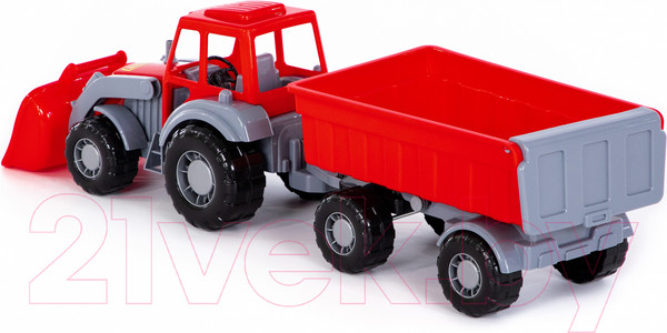 Изображение товара Трактор игрушечный Полесье Алтай №1 с прицепом и ковшом / 35349