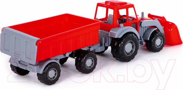 Изображение товара Трактор игрушечный Полесье Алтай №1 с прицепом и ковшом / 35349