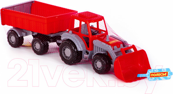 Изображение товара Трактор игрушечный Полесье Алтай №1 с прицепом и ковшом / 35349