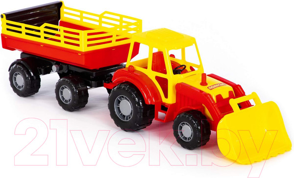 Изображение товара Трактор игрушечный Полесье Алтай №2 с прицепом и ковшом / 35363