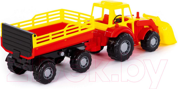 Изображение товара Трактор игрушечный Полесье Алтай №2 с прицепом и ковшом / 35363