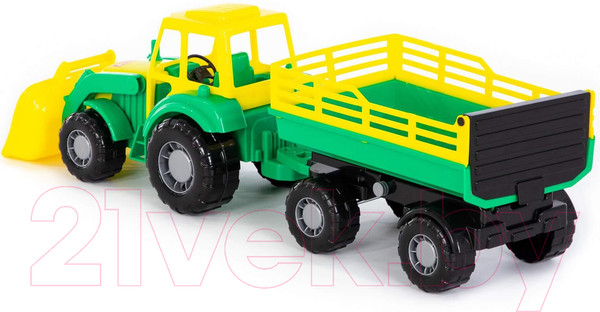 Изображение товара Трактор игрушечный Полесье Алтай №2 с прицепом и ковшом / 35363