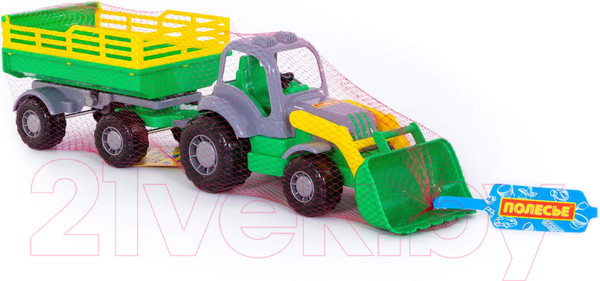 Изображение товара Трактор игрушечный Полесье Крепыш №2 с прицепом и ковшом / 44808