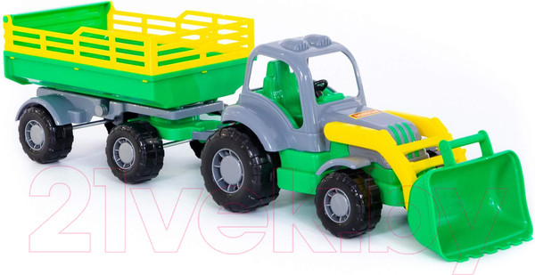 Изображение товара Трактор игрушечный Полесье Крепыш №2 с прицепом и ковшом / 44808