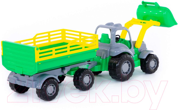 Изображение товара Трактор игрушечный Полесье Крепыш №2 с прицепом и ковшом / 44808