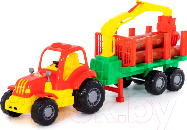 Изображение товара Лесовоз игрушечный Полесье Крепыш трактор с полуприцепом / 44815