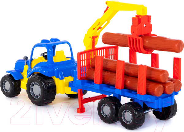 Изображение товара Лесовоз игрушечный Полесье Крепыш трактор с полуприцепом / 44815