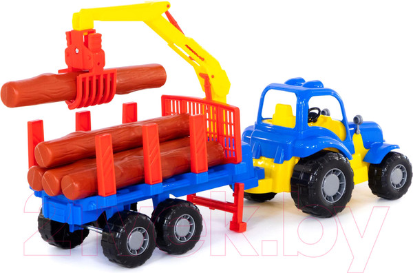 Изображение товара Лесовоз игрушечный Полесье Крепыш трактор с полуприцепом / 44815