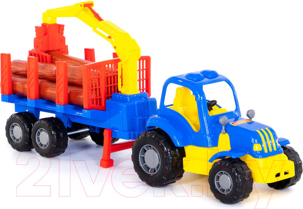 Изображение товара Лесовоз игрушечный Полесье Крепыш трактор с полуприцепом / 44815