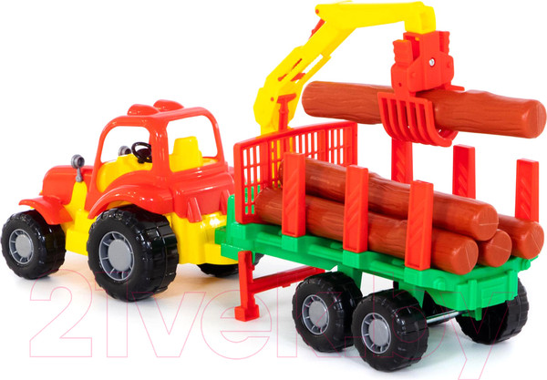 Изображение товара Лесовоз игрушечный Полесье Крепыш трактор с полуприцепом / 44815