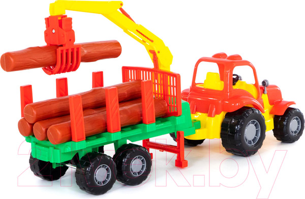 Изображение товара Лесовоз игрушечный Полесье Крепыш трактор с полуприцепом / 44815