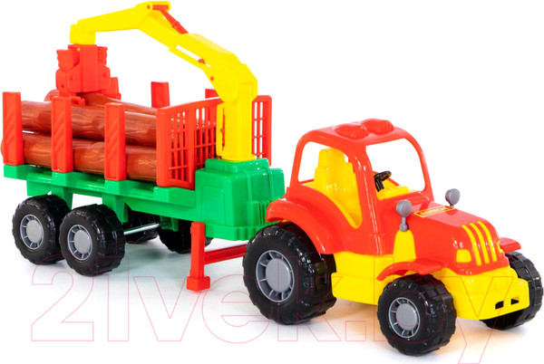 Изображение товара Лесовоз игрушечный Полесье Крепыш трактор с полуприцепом / 44815