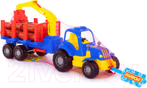 Изображение товара Лесовоз игрушечный Полесье Крепыш трактор с полуприцепом / 44815