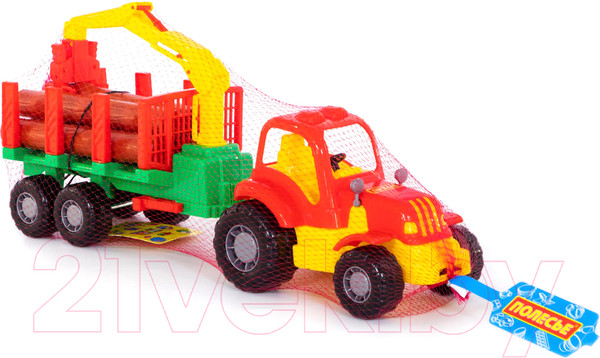 Изображение товара Лесовоз игрушечный Полесье Крепыш трактор с полуприцепом / 44815