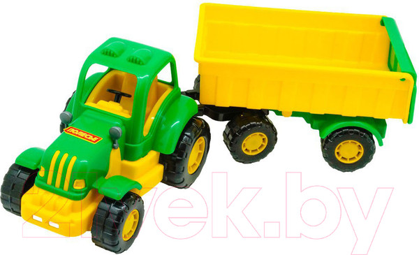 Изображение товара Трактор игрушечный Полесье Крепыш №1 с прицепом и ковшом / 44556